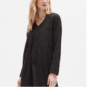 Eileen Fisher Black Tencel/ Metallic Open Front Long Cardigan, Size M